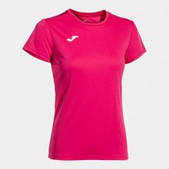Koszulka do biegania damska Joma Combi z krótkim rękawem. Czerwone bluzki damskie Joma, m, bez wzorów, sportowe, bez kołnierzyka, bez ramiączek. Za 59.99 zł.