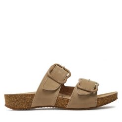 Klapki Josef Seibel. Brązowe klapki damskie Josef Seibel, bez wzorów, bez obcasa, bez zapięcia. Za 349.99 zł.