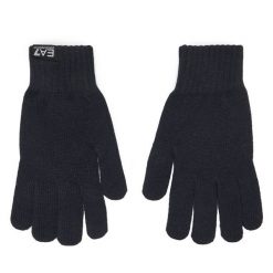 Rękawiczki EA7 Emporio Armani. Niebieskie rękawiczki damskie EA7 Emporio Armani, bez wzorów, z dzianiny. Za 259.99 zł.