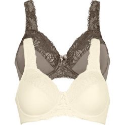Biustonosz "minimizer" (2 szt.) bonprix w kolorze szampana + brunatny. Brązowe biustonosze bonprix, bez wzorów. Za 75.98 zł.