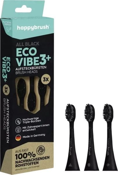 Szczoteczka Happybrush ECO* VIBE 3+ 3 szt. Czarny. Czarne szczoteczki elektryczne Happybrush. Za 182.45 zł.