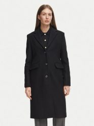 Tommy Hilfiger Płaszcz wełniany Classic WW0WW51106 Czarny Regular Fit. Czarne płaszcze damskie Tommy Hilfiger, na zimę, bez wzorów, z wełny, bez kołnierzyka, bez kaptura. Za 1,499.00 zł.
