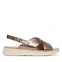 Sandały Caprice. Brązowe sandały damskie Caprice, bez wzorów, bez obcasa, na płaskiej podeszwie, bez zapięcia. Za 329.99 zł.