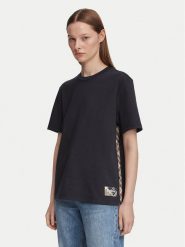 Barbour T-Shirt Fawne LML0938NY99 Granatowy Regular Fit. Niebieskie t-shirty damskie Barbour, bez wzorów, z bawełny, bez kołnierzyka, bez ramiączek. Za 264.99 zł.
