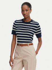 Tommy Hilfiger Sweter Cable Mid WW0WW38744 Granatowy Regular Fit. Niebieskie swetry nierozpinane damskie Tommy Hilfiger, xl, bez wzorów, z bawełny, bez kołnierzyka, bez ramiączek. Za 489.99 zł.