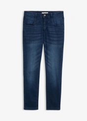 Jeansy skinny, high waist, cropped. Niebieskie jeansy damskie bonprix, bez wzorów, z jeansu, z podwyższonym stanem. Za 112.99 zł.