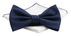 Mucha CHATTIER z Białą Poszetką - Granatowa z Fakturą Materiału. Niebieskie krawaty i muchy Chattier, bez wzorów, z poliesteru, eleganckie. Za 59.00 zł.