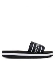 LOVE MOSCHINO Klapki JA28334G0MIX6000 Czarny. Czarne klapki damskie Love Moschino, bez wzorów, z materiału, bez obcasa, bez zapięcia. Za 539.99 zł.