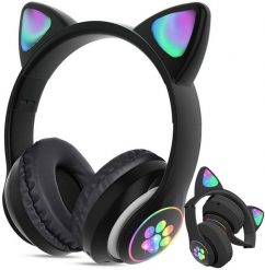 Słuchawki bezprzewodowe bluetooth radio fm mp3 kocie uszy podświetlenie led. Słuchawki bezprzewodowe NoName. Za 57.82 zł.