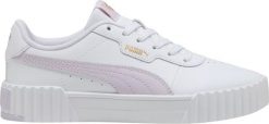 Buty damskie Puma Carina 3.0 biało-fioletowe 400365 11 37. Białe obuwie sportowe damskie Puma, bez wzorów, bez zapięcia. Za 452.34 zł.