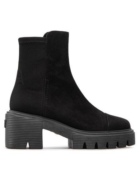 Stuart Weitzman Botki Soho Bootie SC723 Czarny. Czarne botki damskie Stuart Weitzman, bez wzorów, z materiału, bez obcasa, na słupku, bez zapięcia. Za 3,249.00 zł.