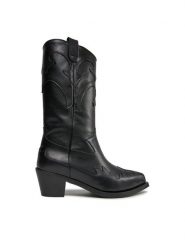 Bronx Kowbojki Western 47515-A Czarny. Czarne kozaki damskie Bronx, bez wzorów, ze skóry, bez obcasa, na słupku, bez zapięcia. Za 1,399.00 zł.
