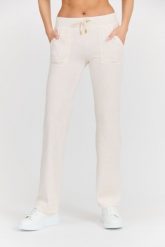 JUICY COUTURE Damskie beżowe dresowe spodnie Del Ray Gold HW. Brązowe spodnie dresowe damskie Juicy Couture, bez wzorów, z bawełny, długie. W wyprzedaży za 331.99 zł.