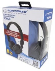 Słuchawki z mikrofonem Esperanza BONGO EH212K (kolor czarny). Czarne słuchawki bezprzewodowe Esperanza. Za 24.99 zł.