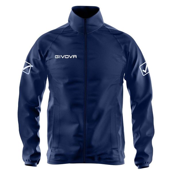 Kurtka do piłki nożnej męska Givova Basico przeciwdeszczowa. Niebieskie kurtki męskie Givova, na zimę, m, bez wzorów, sportowe, bez kaptura. Za 45.86 zł.