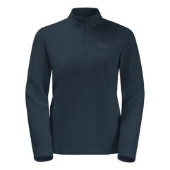 Bluza trekkingowa damska Jack Wolfskin Taunus Hz. Niebieskie bluzy damskie Jack Wolfskin, na zimę, bez wzorów, sportowe, bez ramiączek, bez kaptura. Za 209.99 zł.