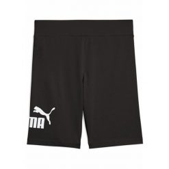 Młodzieżowe krótkie legginsy ESS z logo No. 1 PUMA Black. Czarna legginsy damskie Puma, bez wzorów, z gumy. Za 89.00 zł.