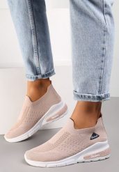 Beżowe Buty Sportowe Amathane. Brązowe obuwie sportowe damskie Renee, z aplikacjami, bez zapięcia. Za 44.99 zł.