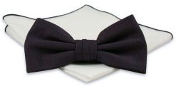 Granatowo-Bordowa Elegancka Mucha z Białą Poszetką -CHATTIER- Męska, w Drobny Rzucik. Czerwone krawaty i muchy Chattier, bez wzorów, eleganckie. Za 59.00 zł.