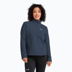 Bluza polarowa damska Jack Wolfskin Taunus 100 Half Zip. Niebieskie bluzy damskie Jack Wolfskin, xs, bez wzorów, z materiału, bez ramiączek, bez kaptura. Za 209.99 zł.