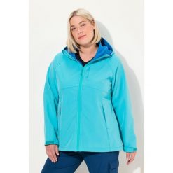 Damskie Kurtka softshell kaptur kieszenie na zamek regulowane zapięcie na rzep. Niebieskie kurtki sportowe damskie Ulla Popken, plus size, bez wzorów, z materiału, bez ramiączek, bez kaptura, trekkingowe. Za 480.99 zł.