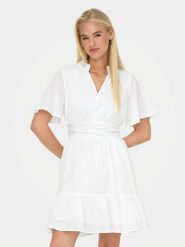 ONLY Sukienka codzienna Rarkel 15363615 Biały Regular Fit. Białe sukienki damskie ONLY, na co dzień, l, bez wzorów, z bawełny, bez kołnierzyka, bez ramiączek, proste. Za 139.99 zł.