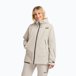 Kurtka narciarska damska Jack Wolfskin Flowline Pro 2L Ins. Brązowe kurtki sportowe damskie Jack Wolfskin, l, bez wzorów, z materiału, bez ramiączek, bez kaptura, narciarskie. Za 1,059.00 zł.