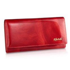 Portfel skórzany BETLEWSKI czerwony BPD-WP-100. Czerwone portfele damskie Betlewski, z lakierowanej skóry. Za 149.99 zł.