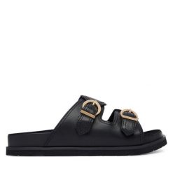 Klapki Gant. Czarne klapki damskie GANT, bez wzorów, bez obcasa, bez zapięcia. Za 499.99 zł.