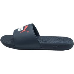 Klapki męskie Puma Cool Cat 2.0. Niebieskie klapki męskie Puma, bez wzorów, z materiału, bez zapięcia. Za 163.00 zł.