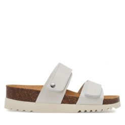 Klapki Scholl. Białe klapki damskie Scholl, bez wzorów, bez obcasa, bez zapięcia. Za 229.99 zł.