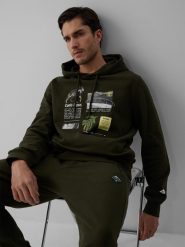 4F Bluza dresowa regular z kapturem męska - khaki M. Brązowe bluzy sportowe męskie 4F, m, bez wzorów, z dresówki, z kapturem, trekkingowe. Za 199.99 zł.