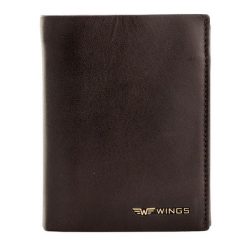 WINGS Męski portfel ze skóry bydlęcej Brown. Brązowe portfele męskie Wings, bez wzorów, z materiału. Za 109.90 zł.