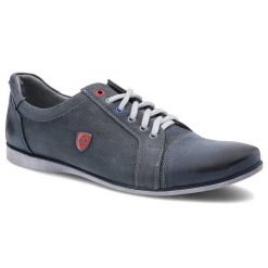 Niebieskie Półbuty Avanti Męskie Wygodne Obuwie. Niebieskie buty wizytowe męskie Avanti, z aplikacjami, z denimu, bez obcasa, bez zapięcia. Za 159.00 zł.