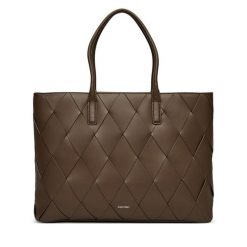 Torebka Calvin Klein. Brązowe shopperki damskie Calvin Klein, bez wzorów, bez dodatków. Za 429.99 zł.