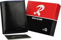 Ronaldo Składany, pionowy portfel męski z połyskującej skóry naturalnej Ronaldo NoSize. Portfele męskie RONALDO, bez wzorów, ze skóry. Za 121.86 zł.