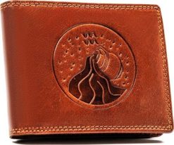 Peterson Duży, skórzany portfel męski z tłoczeniem przedstawiającym znak zodiaku - NoSize. Portfele męskie Peterson, bez wzorów. Za 107.23 zł.