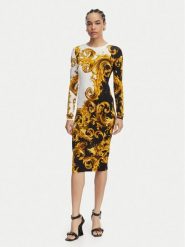 Versace Jeans Sukienka codzienna 80HAO9P0 JS547 Czarny Slim Fit. Czarne sukienki damskie Versace Jeans, na co dzień, bez wzorów, z jeansu, bez kołnierzyka, bez ramiączek, proste. Za 1,969.00 zł.