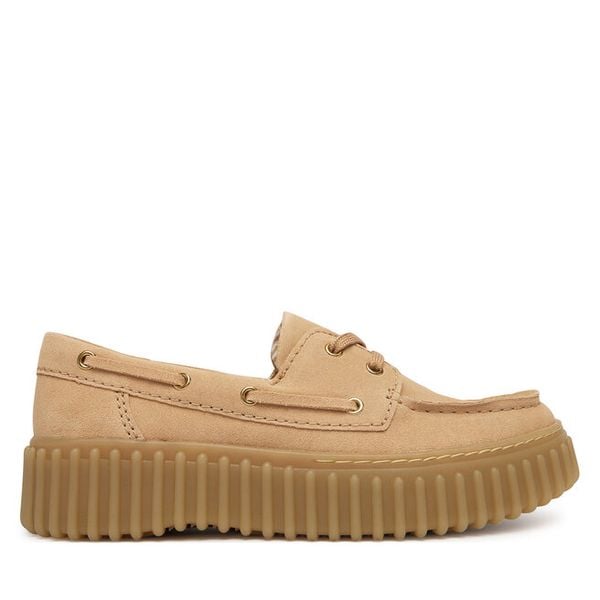 Półbuty Clarks. Brązowe półbuty damskie Clarks, bez wzorów, bez obcasa, na płaskiej podeszwie, bez zapięcia. Za 315.99 zł.