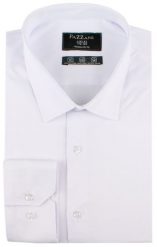 Jednokolorowa, Bawełniana Koszula o Prostym Kroju - Biała. Białe koszule męskie Pazzani, bez wzorów, z bawełny, eleganckie, bez kołnierzyka, bez ramiączek. Za 169.00 zł.