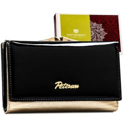 Portfel damski Peterson czarno- złoty PTN LJ-42108. Czarne portfele damskie Peterson, ze skóry. Za 114.99 zł.