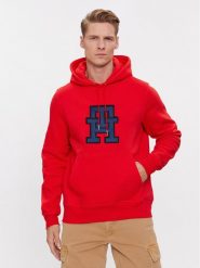 Tommy Hilfiger Bluza Monogram Applique MW0MW32702 Czerwony Regular Fit. Czerwone bluzy męskie Tommy Hilfiger, m, bez wzorów, z bawełny, bez ramiączek, bez kaptura. Za 379.99 zł.