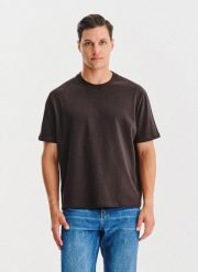 PAKO LORENTE - Brązowy t-shirt oversize. Brązowe t-shirty męskie Pako Lorente, xl, bez wzorów, z bawełny, bez kołnierzyka, bez ramiączek. Za 99.99 zł.