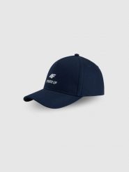 4F Czapka z daszkiem strapback uniseks - granatowa S/M. Niebieskie czapki damskie 4F, bez wzorów, z materiału. Za 79.99 zł.