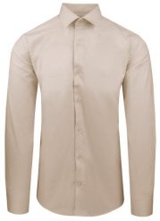 Beżowa Koszula Bawełniana o Taliowanym Kroju, Jednokolorowa. Brązowe koszule męskie Pazzani, bez wzorów, z bawełny, eleganckie, bez kołnierzyka, bez ramiączek. Za 169.00 zł.