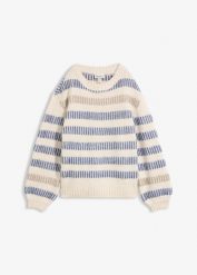 Sweter z dzianiny. Brązowe swetry nierozpinane damskie bonprix, bez wzorów, z dzianiny, bez kołnierzyka, bez ramiączek. Za 109.99 zł.