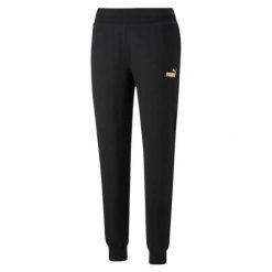 Spodnie Do Joggingu Damskie Metalik ESS+. Czarne spodnie dresowe damskie Puma, bez wzorów, sportowe, długie. Za 256.99 zł.