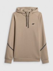 4F Bluza dresowa regular z kapturem męska - beżowa XL. Brązowe bluzy męskie 4F, m, bez wzorów, z dresówki, bez ramiączek, z kapturem. Za 199.99 zł.