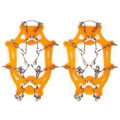 Raczki na buty turystyczne stalowe antypoślizgowe nakładki rozmiar 40-45. Brązowe buty zimowe męskie Springos, bez wzorów, bez obcasa, bez zapięcia. Za 24.99 zł.