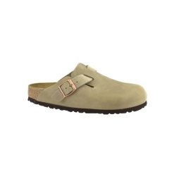 Klapki męskie Birkenstock Boston Tabacco. Brązowe klapki męskie Birkenstock, bez wzorów, z materiału, bez zapięcia. Za 559.00 zł.